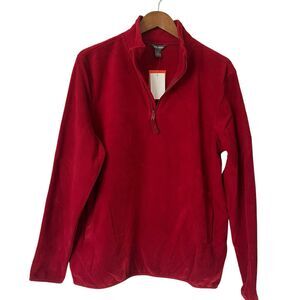 Joe Fresh Mens Fleece Jacket Lg Red 1/2 Zip Mock Neck Pullover Nordstrom